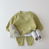 Waffle Knit Sweatshirt & Jogger Pants- Set