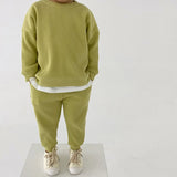 Waffle Knit Sweatshirt & Jogger Pants- Set