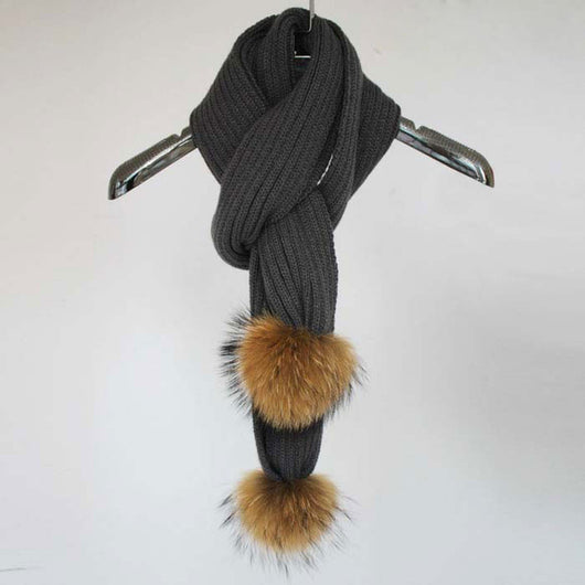 Dark Grey Pomkin Scarf