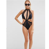 FERGIE High Neck Swimsuit One Piece Bikini - Black