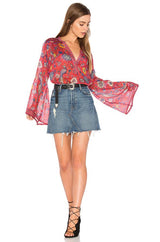 BIANCA Boho Red Blouse Shirt