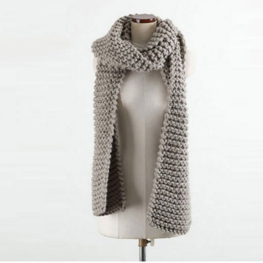 Handmade Chunky Knitted Scarf - Grey