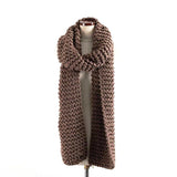 Handmade Chunky Knitted Scarf - Brown