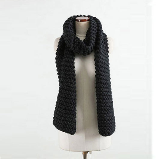 Handmade Chunky Knitted Scarf - Black