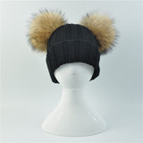 Mini Black Double Natural Pomkin Hat