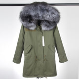 Silver fox green fur parka