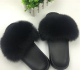 Fur Slides Slippers - Black