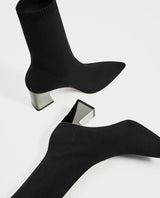 GILLIAN Silver Heel Sock Boot
