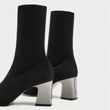 GILLIAN Silver Heel Sock Boot