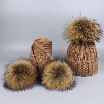 Kids Caramel Pomkin Hat + Scarf Set