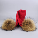 Red Pomkin Hat + Scarf Set