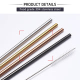 Set of 4 Stainless Steel Straws + 1 Cleaner Brush