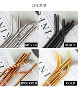 Set of 4 Stainless Steel Straws + 1 Cleaner Brush