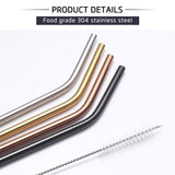 Set of 4 Stainless Steel Straws + 1 Cleaner Brush