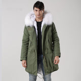 Men's White Fur Lined Green Convertible Parka