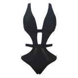 DANIKA Mesh Cut Out One Piece Black Bikini