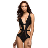 DANIKA Mesh Cut Out One Piece Black Bikini