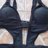 DANIKA Mesh Cut Out One Piece Black Bikini