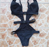 DANIKA Mesh Cut Out One Piece Black Bikini