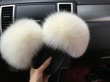 Fur Slides Slippers - Cream