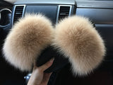 Fur Slides Slippers - Champagne