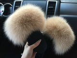 Fur Slides Slippers - Champagne