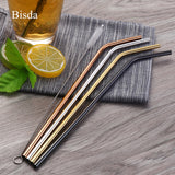 Set of 4 Stainless Steel Straws + 1 Cleaner Brush