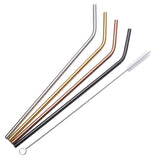 Set of 4 Stainless Steel Straws + 1 Cleaner Brush