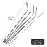 Set of 4 Stainless Steel Straws + 1 Cleaner Brush