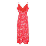 FLORA Red Bohemian Ruffle Dress