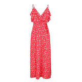 FLORA Red Bohemian Ruffle Dress