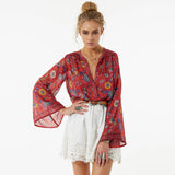 BIANCA Boho Red Blouse Shirt