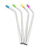 Set of 8 Stainless Steel Straws + Silicone Tips + 2 Cleaner Brushes