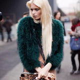 Ostrich Feather Jacket - Emerald Green