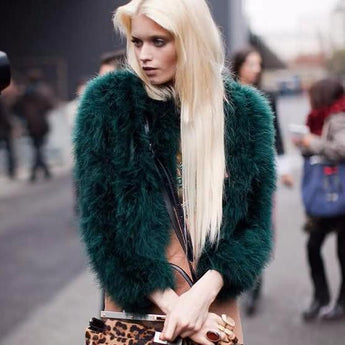 Ostrich Feather Jacket - Emerald Green