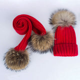 Red Pomkin Hat + Scarf Set