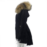 Removable Fur Hood Parka Black + Black Zips