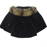 Removable Fur Hood Parka Black + Black Zips