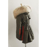 Removable Fur Hood Parka Green + Red Zips