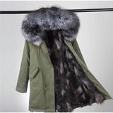 Silver Fox Fur Green Parka