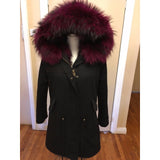 Burgundy Fur Black Parka