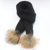 Kids Black Pomkin Hat + Scarf Set