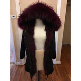 Burgundy Fur Black Parka