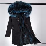 Emerald Green Fur Black Coat Parka