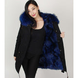 Blue Fur Black Parka