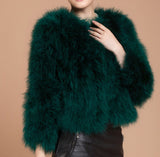 Ostrich Feather Jacket - Emerald Green